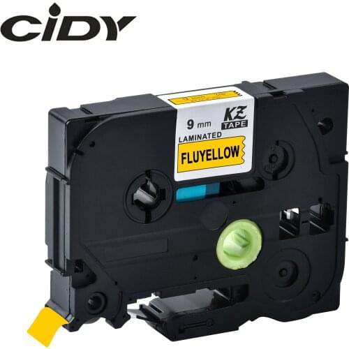 CIDY Tze-C21 Tz-C21 black on fluorescent yellow Laminated Compatible P touch 9mm tze C21 tz C21 Label Tape Cassette Cartridge