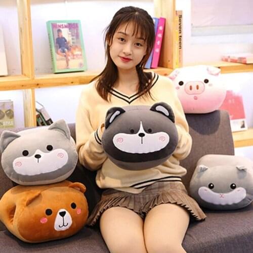 Cute Animal Pig Bear Hand Warmer Pillow Winter Soft Plush Doll Stuffed ToyCute Animal Pig Bear Hand Warmer Pillow Wint Gift B36E