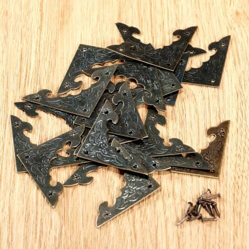 20Pcs Antique Bronze Furniture Desk Jewelry Wooden Box Cabinet Decorative Corner Brackets Protectors Guard Edge Cover 40mm/58mm