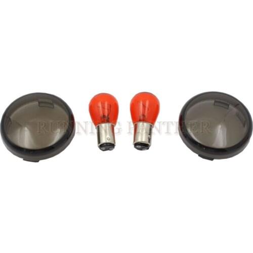 Smoke Turn Signal Light Lens Cover & Bulb For Harley Davidson Touring Electra Glides Road King Smoke