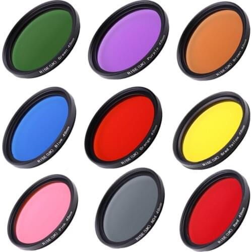 Camera Filters Full 49 mm Color Filters for brown Orange Pink Red Yellow Grey Blue Green Purple For DSLR Camera