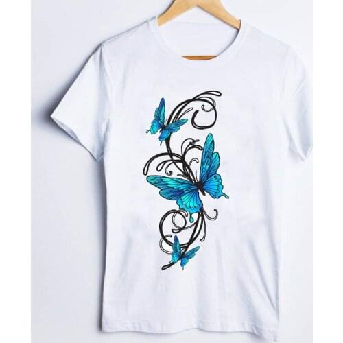 Tees for Women Print Elegant Butterfly 90s Cute Travel Holiday Office Cute Ladies Clothes Lady Tops Clothing Female T T-Shirt