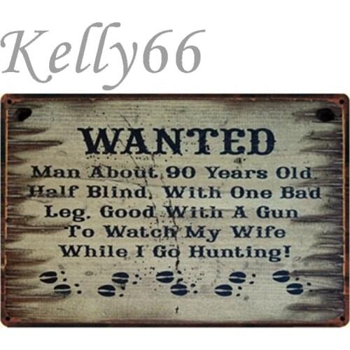 [ Kelly66 ] WANTED Go Hunting Vintage Metal Sign Tin Poster Home Decor Bar Wall Art Painting 20*30 CM Size y-1213