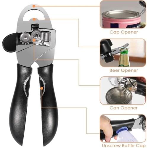 Can Opener Manual Smooth Edge-Professional Design To Effortlessly Manual Stainless Steel Can Bottle Handheld Bottle Tin Opener