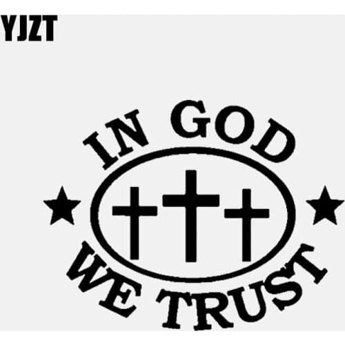 YJZT 14.3CM*11CM IN GOD WE TRUST Vinyl Decal Car Sticker Jesus Faith Bible Christian Black/Silver C3-1381