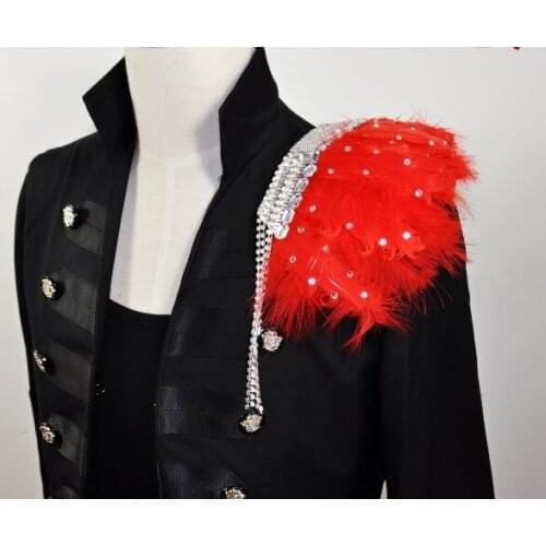 Punk personality Rhinestone epaulette jewelery tassel shoulder brooch epaulet /epaulettes spikes/escapulario blazer accessories