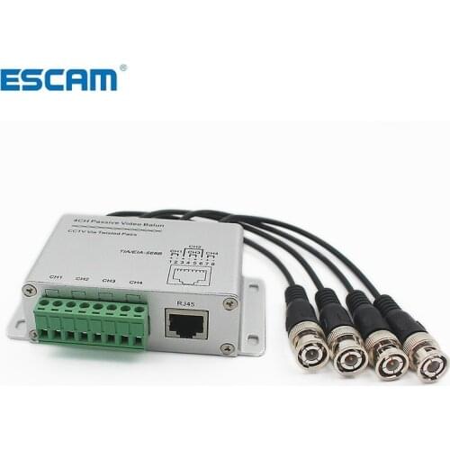ESCAM CCTV 4 Channel Passive Transmitter Video Balun BNC Male to UTP Rj45 Cat5 4 CH UTP Video Balun Transmission for CCTV System