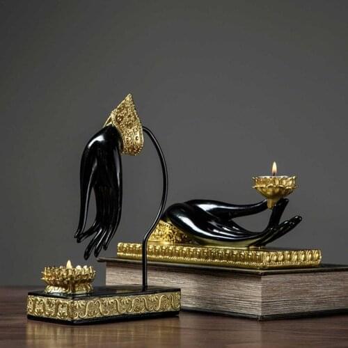 Bergamot Candlestick Resin Finger Gesture Candle Holder Decor Zen Buddha Hand Candle Stick Home Desktop Decor