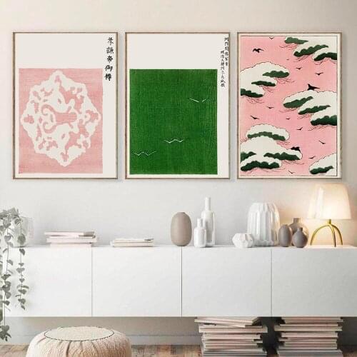 Pink Sky Woodblock Posters and Prints Vintage Japanese Wall Art Cover Magazine Canvas Painting Exhibition Room Home Decoration