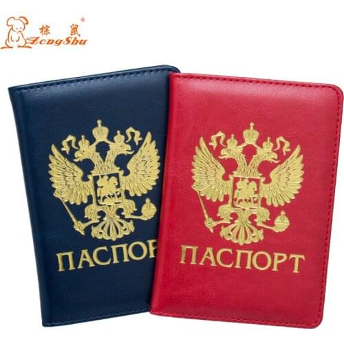 Russian Bronzing double-headed eagle design red Color PU leather Passport Cover Card Holder Unisex Travel Passport Holder
