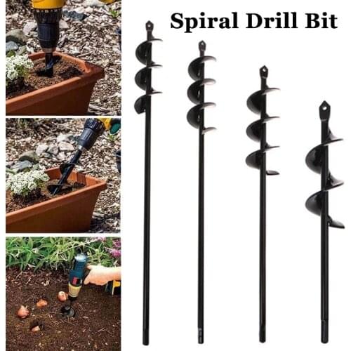 Carbon Steel Planter Garden Auger Spiral Drill Bit Flower Planting Hole Digger Drill Bit Yard Gardening Bedding Planting Tools