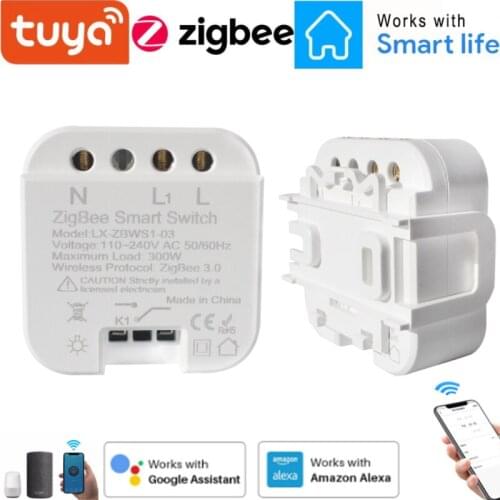 Tuya ZigBee 3.0 Smart Switch Relay Module 1/2 Gang Voice And Wireless Remote Control Smart Switch Work With Alexa Smart Home
