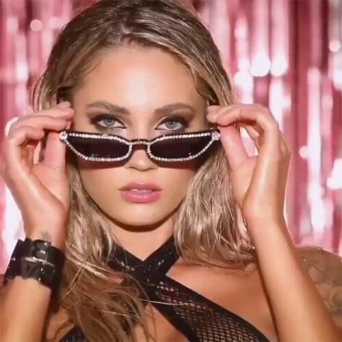 2021 Full Diamond Cat Eye Sunglasses Women Men Rhinestone Vintage Luxury Retro Sun Glasses Brand Designer Fashion Trendy Pink