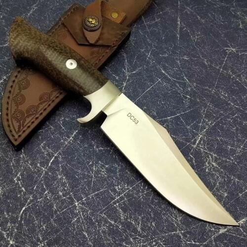 Tactical knife survival outdoor knives camping tool DC53 steel fixed blade Linen Handle Straight Knife