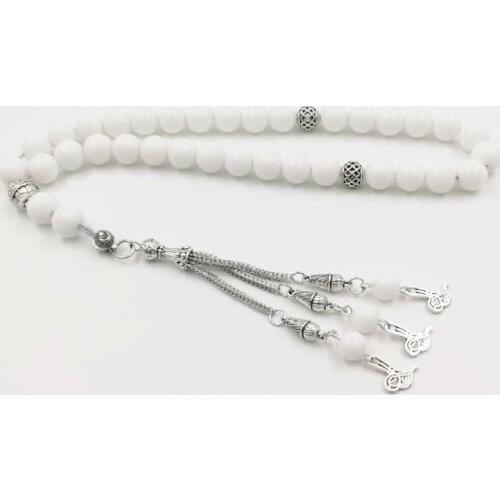 Tasbih White ceramic Muslim Rosary prayer beads 33 beads Bracelet islamic pendant Misbaha arabic fashion jewelry Accessories