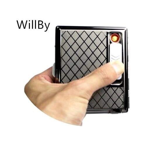 Hight Quality Metal cigarette Case with USB Electronic Lighter Windproof Flameless lighter