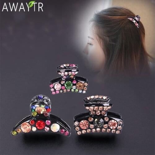 AWAYTR Hair Accessoires Rhinestone Crab Hair Claws Gift For Women Hairpins Crystal Hair Ornaments Clips Girl Cheveux Headdress