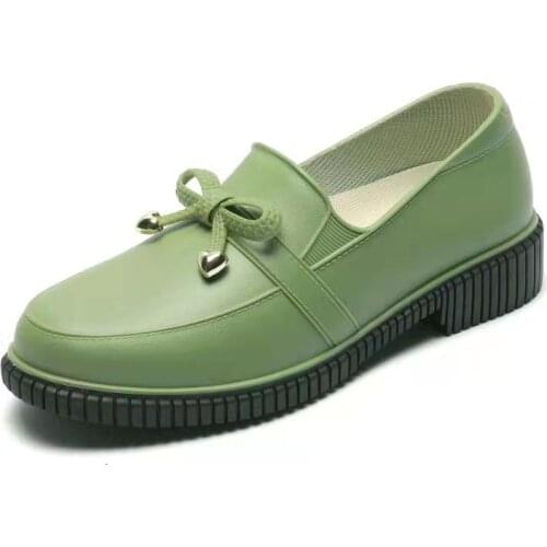 2021 New Bowknot Rain Boots Women Ankle Work Water Boots Non-Slip waterproof Low Heel Rubber Rain Shoes garden PVC galoshes