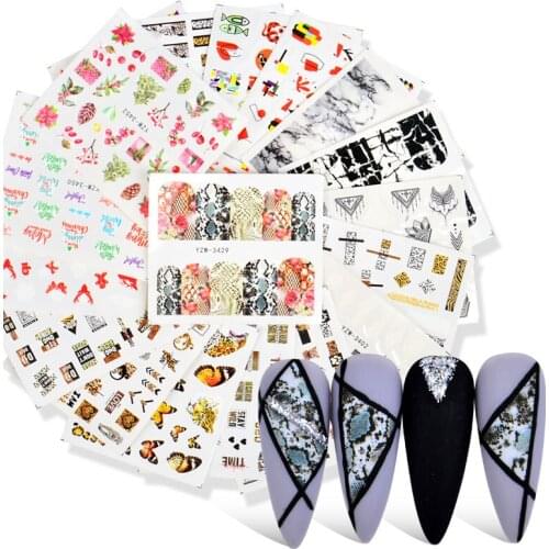 1 Sheet Sexy Leopard 3D Image Nail Art Stickers Sliders Flowers Leaves Cartoons Leaf Geometry Adhesive Nail Decals Foil Design