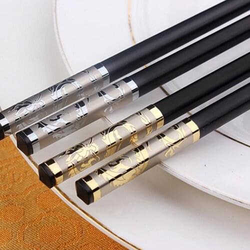 1pair Alloy Anti Skid Dragon Chopsticks Sushi Metal Iron Portable Chinese Healthy Food Stick For Sushi Chopsticks Set