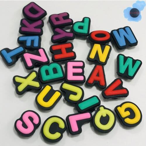 Good Quality 1pcs PVC Letter Alphabet Shoes Accessories Garden Shoe Decorations Fit Croc Jibz Charm DIY Wristband