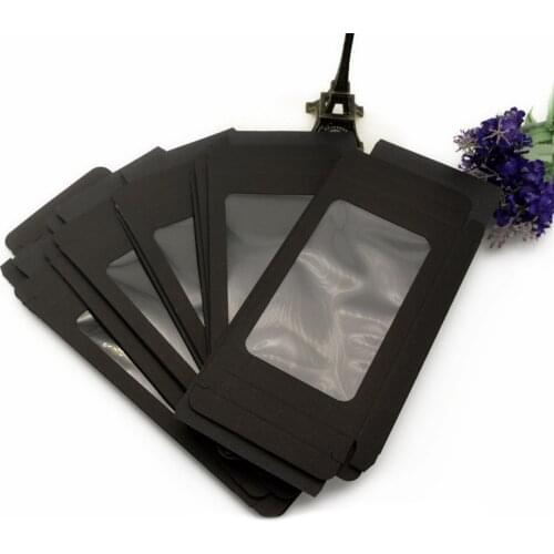 100 Pcs Kraft Paper Black Cell Phone Case Packaging Box With Clear Window Paper Phone Case For Mobil Phone