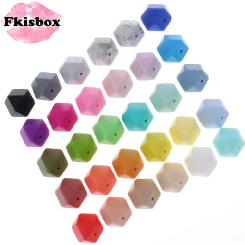 14mm 25pcs Hexagon Silicone Beads Bpa Free Baby Teether Teething Necklace Accessories DIY Infant Pacifier Chain Shower Gifts