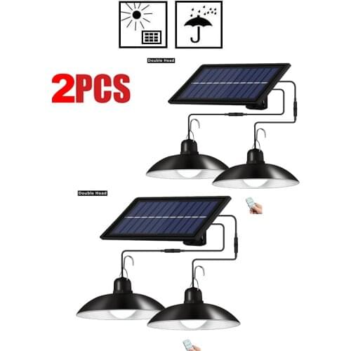 2pcs Retro Lampshade Solar Pendant Chandelier solar Night Light Wall Lamp & Night Sensor Control Light garden outdoor lighting 3