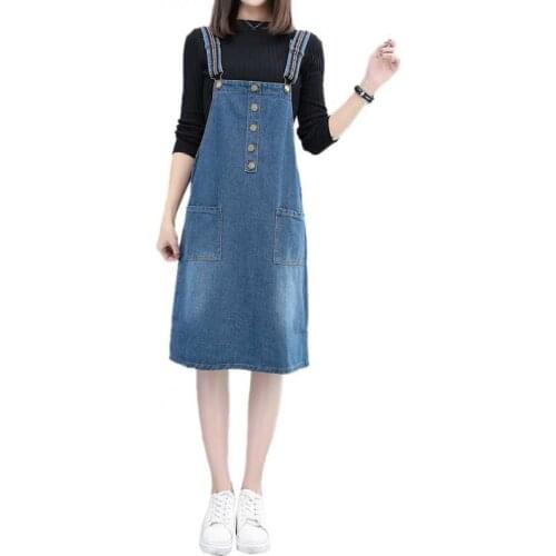 2020 spring and summer new women plus size XL-5XL denim dresses fashion loose sexy denim strap dress slimming meat strap dress
