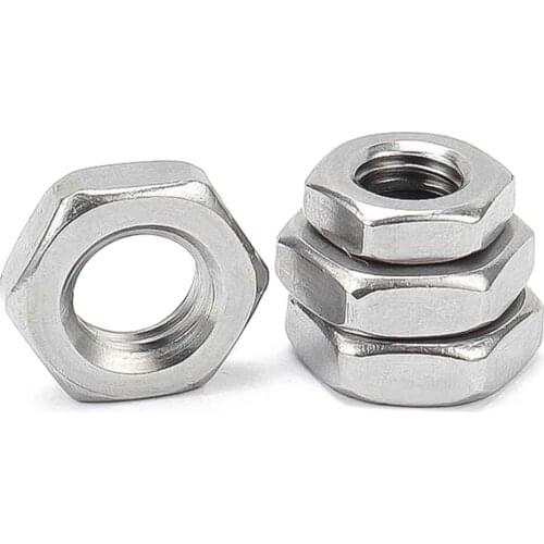 5/50pcs 304 A2-70 Stainless Steel Flat Hex Hexagon Thin Nut M2 M2.5 M3 M4 M5 M6 M8 M10 M12 M14 M16 Jam Nut DIN439 GB6172