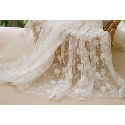 5yards White Flower Embroidered Tulle Mesh Lace Fabric for Sewing Accessories Pink Embroidered Wedding Lace Fabric DIY