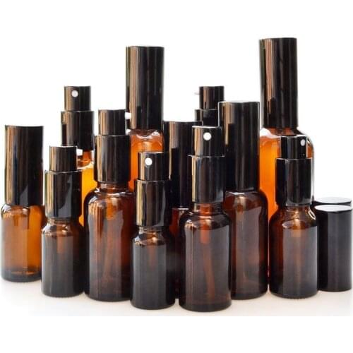 50pcs 5/10/15/20/30/50 /100ml Empty amber glass portable spray bottle sprayer essential oil container Perfume Atomizer