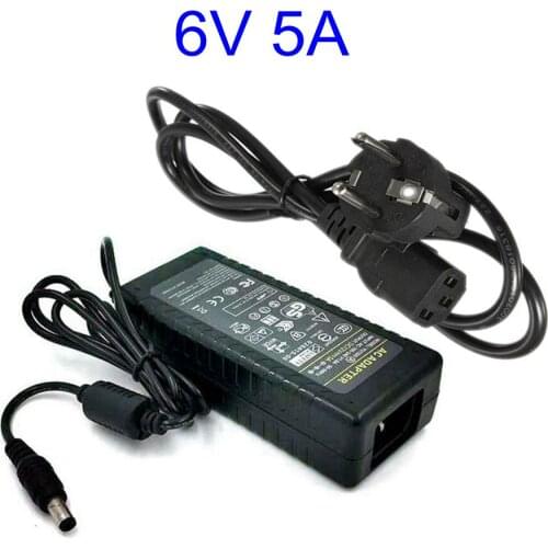 6V 5A 30W AC DC Adaptor With IC Chip Power Supply Adapter 6V5A Charger Transformer With AC Cable For LED Strip Light CCTV