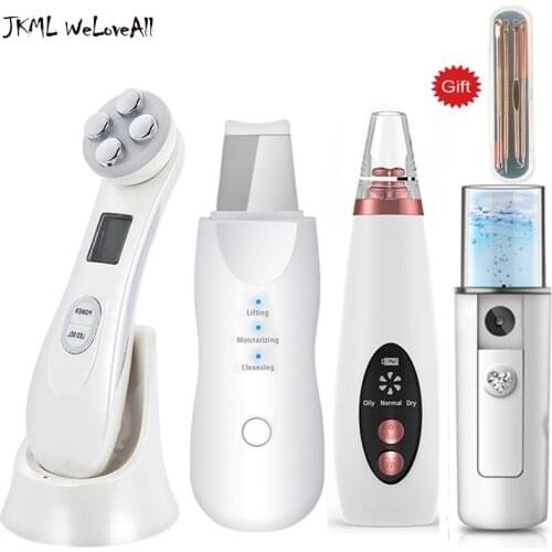 Blackhead Remover Electric Pore Cleaner RF EMS LED Mesotherapy Facial Massager Ultrasonic Skin Scrubber Nano spray Face Steamer