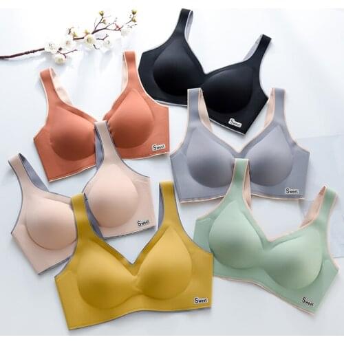 Thai natural latex seamless bra for women without underwire, underwire, one-piece tank top, thin, compact, underwire sports bra