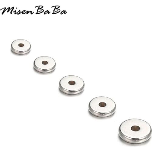 50PCS 4mm 5mm 6mm 8mm 10mm Stainless Steel Silver Color Round Locate Spacer Blank Flat Beads For Jewelry DIY Making Findings