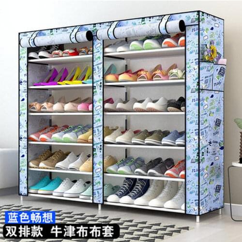 Double row reinforcing shoe cabinet dustproof shoe hanger oxford cloth shoe rack
