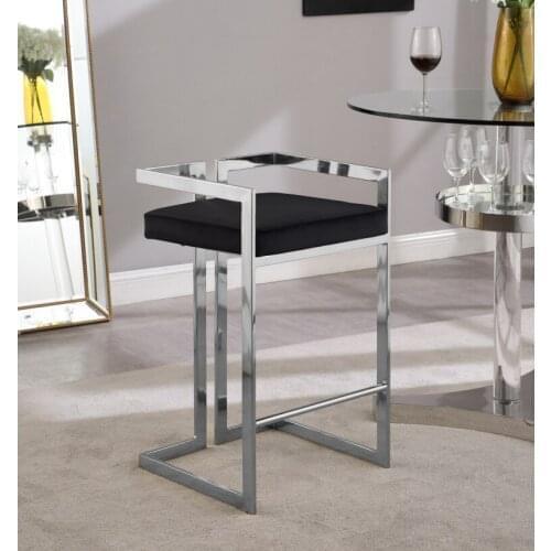 Chinafurniture Modern retro design velvet industrial furniture armrest golden metal leg high bar stool chair home coffee shop