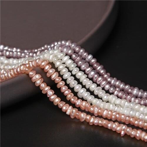 Fine 3.5mm Freshwater Pearl Bead Bread Shape Natural Small Pearl Beads For Jewelry Making DIY Earrings Rings Accessories 14"