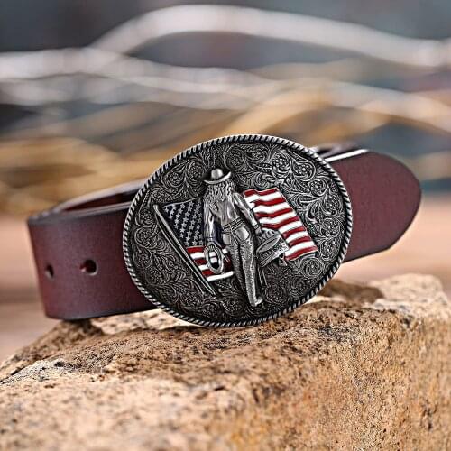 Cowboy American flag Zinc alloy smooth buckle for mens and women belts