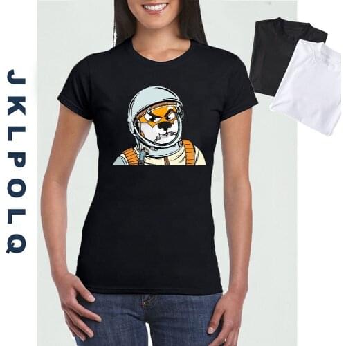 JKLPOLQ Summer Dogecoin To The Moon Crypto Meme Women T Shirt Cotton Tops Harajuku Casual Tee White EU Size XS-3XL