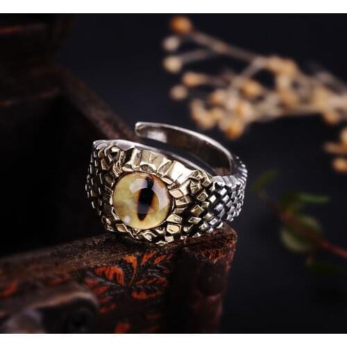 Vintage Unisex Blue Yellow Crystal Ring Unique 925 Sterling Silver Adjustable Ring Fashion Engagement Wedding Rings For Women