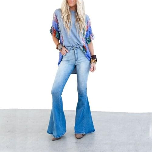 Summer Jeans Women Wide Leg Pants Autumn Of 2021 Washed Blue Denim Skinny Jeans High Waist Elastic Long Trousers Casual OL C2681