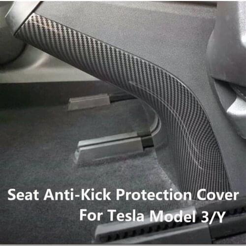 Matte Carbon Fiber For Tesla Model 3 Y Interior Armrests Box Rear Seat Anti-Kick Kickproof Protection Cover Model Y Accessories