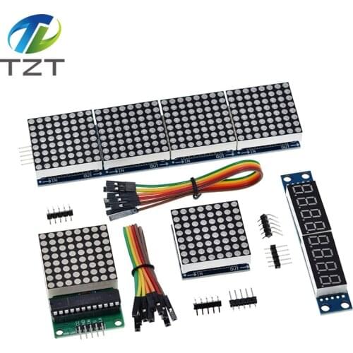 MAX7219 Dot Matrix Module Microcontroller Module Control Module Display Module 4 In One Display With 5P Line For Arduino