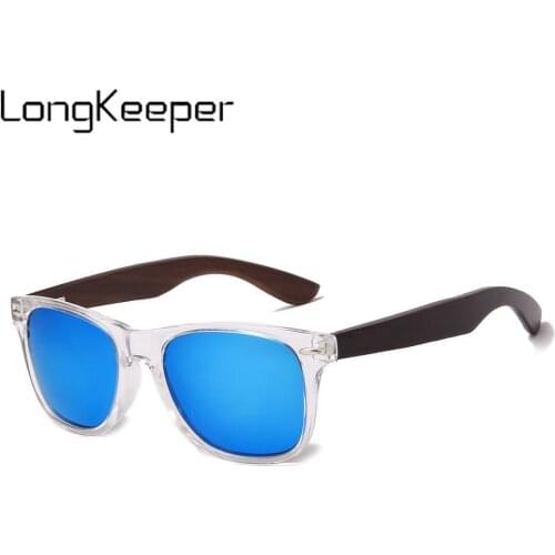 LongKeeper 2021 Fashion Square Polarized Sunglasses Men Vintage Wooden Sun Glasses Male Mirror Shades UV400 Oculos Masculino