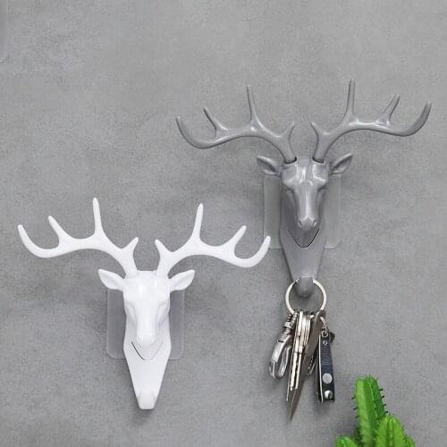 Wall Hanging Antler Hook Deer Head Key Storage Hook For Hanging Clothes Hat Scarf Key Deer Horns Hanger Rack Wall Decoration
