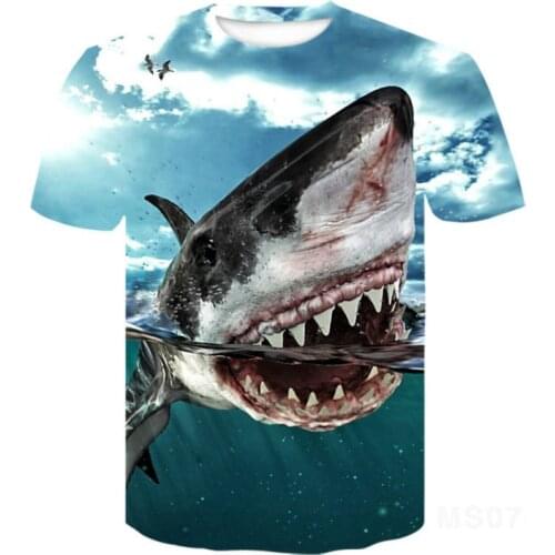 2021 Summer New style 3D Horror Image Monster t-shirt Mens and Womens Shark Peak Short-sleeved t-shirt high quality