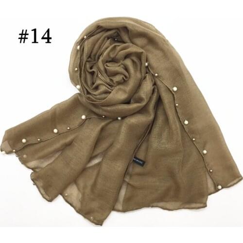 NEW Hot sale plain colorful pearls hijabs women viscose solid shawl nice beads scarf muslim head wraps elegant 10pcs fast ship