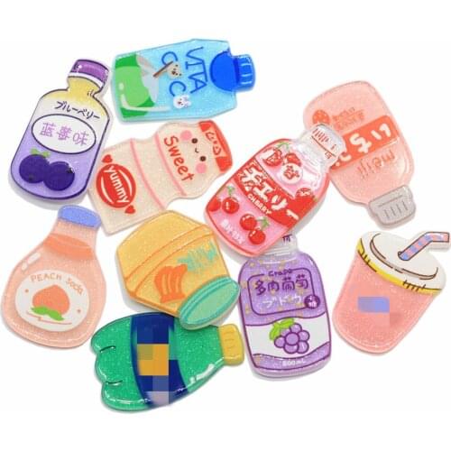 New Acrylic Mixed Bright Mini Drinks Flat Back Scrapbooking Hair Bow Center Embellishments DIY Accessories